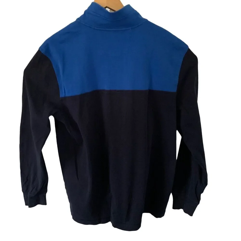 Banana Republic Half Zip Pullover Mens XL Color Block Blue Long Sleeve 1/4 Qtr